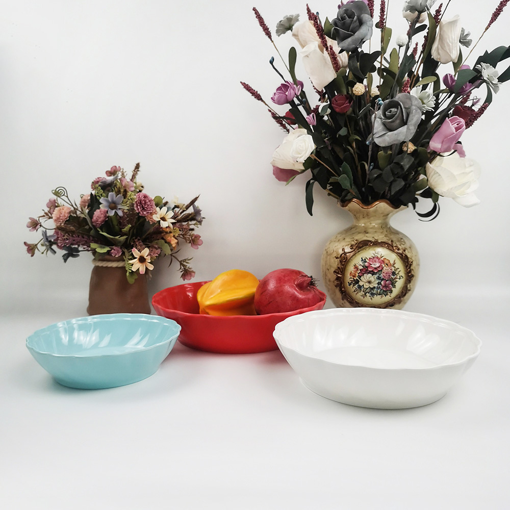 Ciotola di frutta per insalata rotonda in ceramica popolare in ceramica per hotel