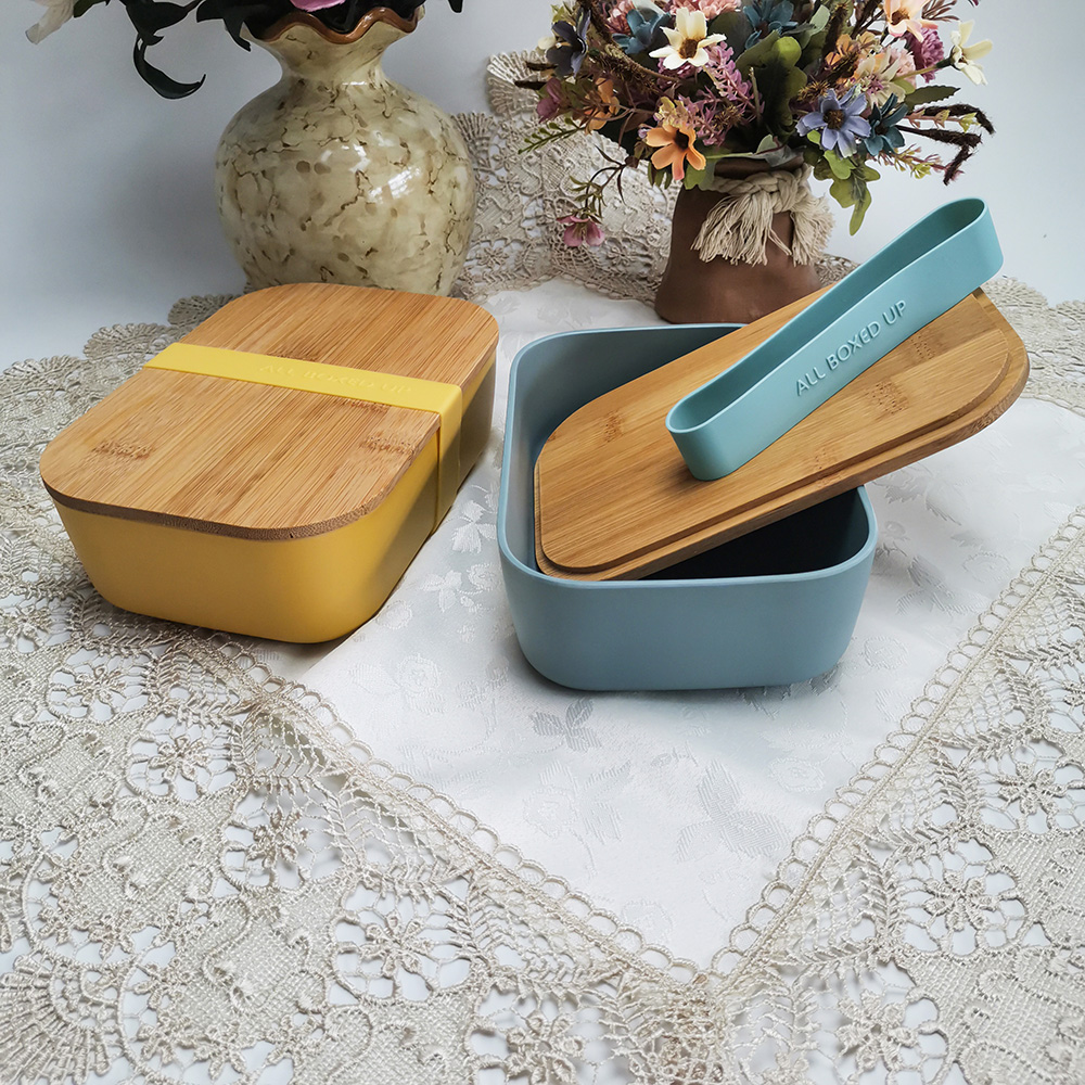 Contenitore per alimenti portatile da ufficio con fascia in tessuto elasticizzato