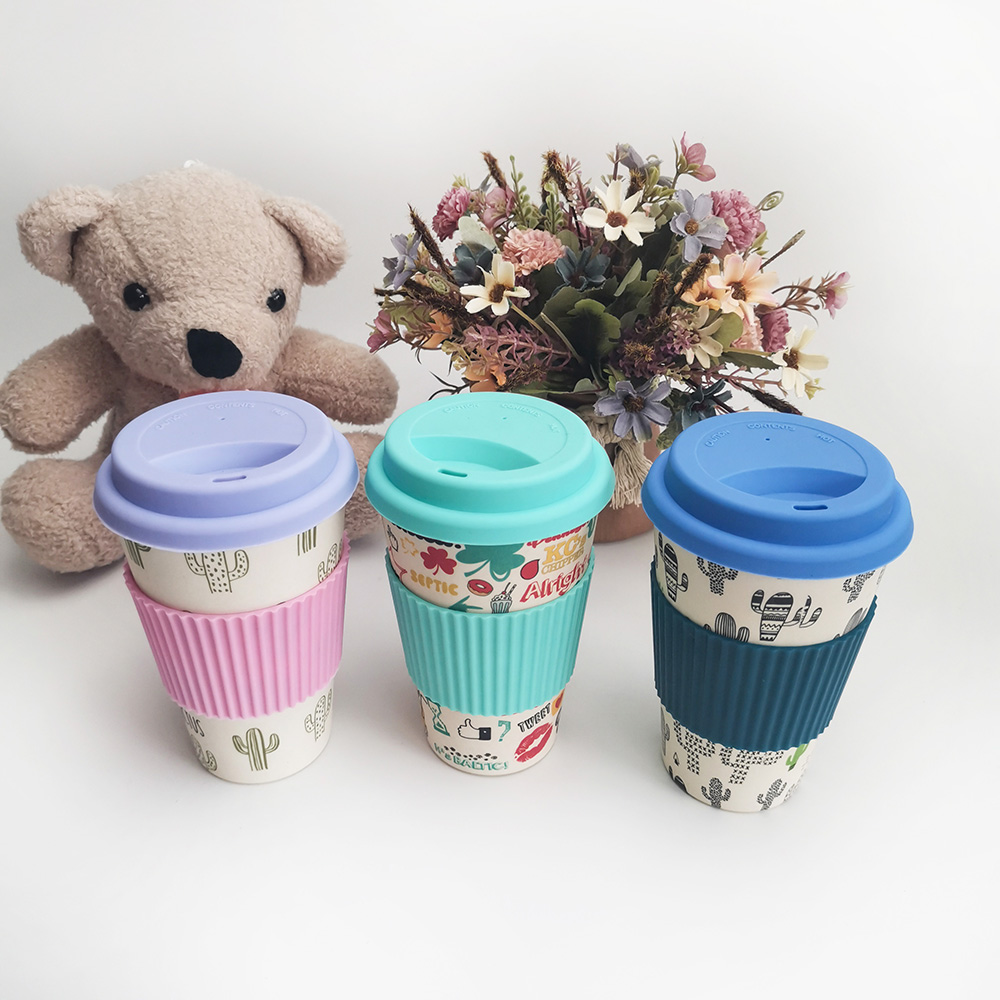 Design non tossico Tazza da caffè in melamina/fibra di bambù da 400 ml con coperchi